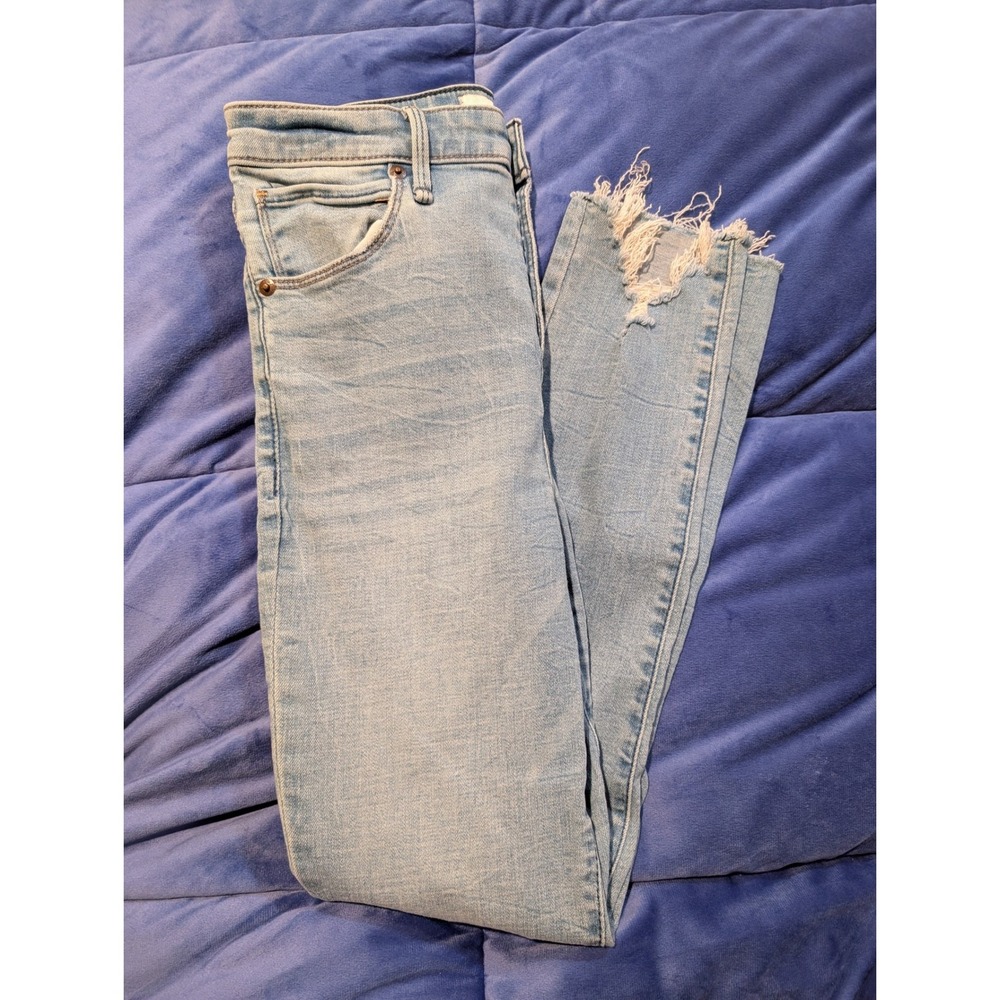 Abercrombie Fitch High Rise Super Skinny Ankle Jeans Button Distressed 27/4